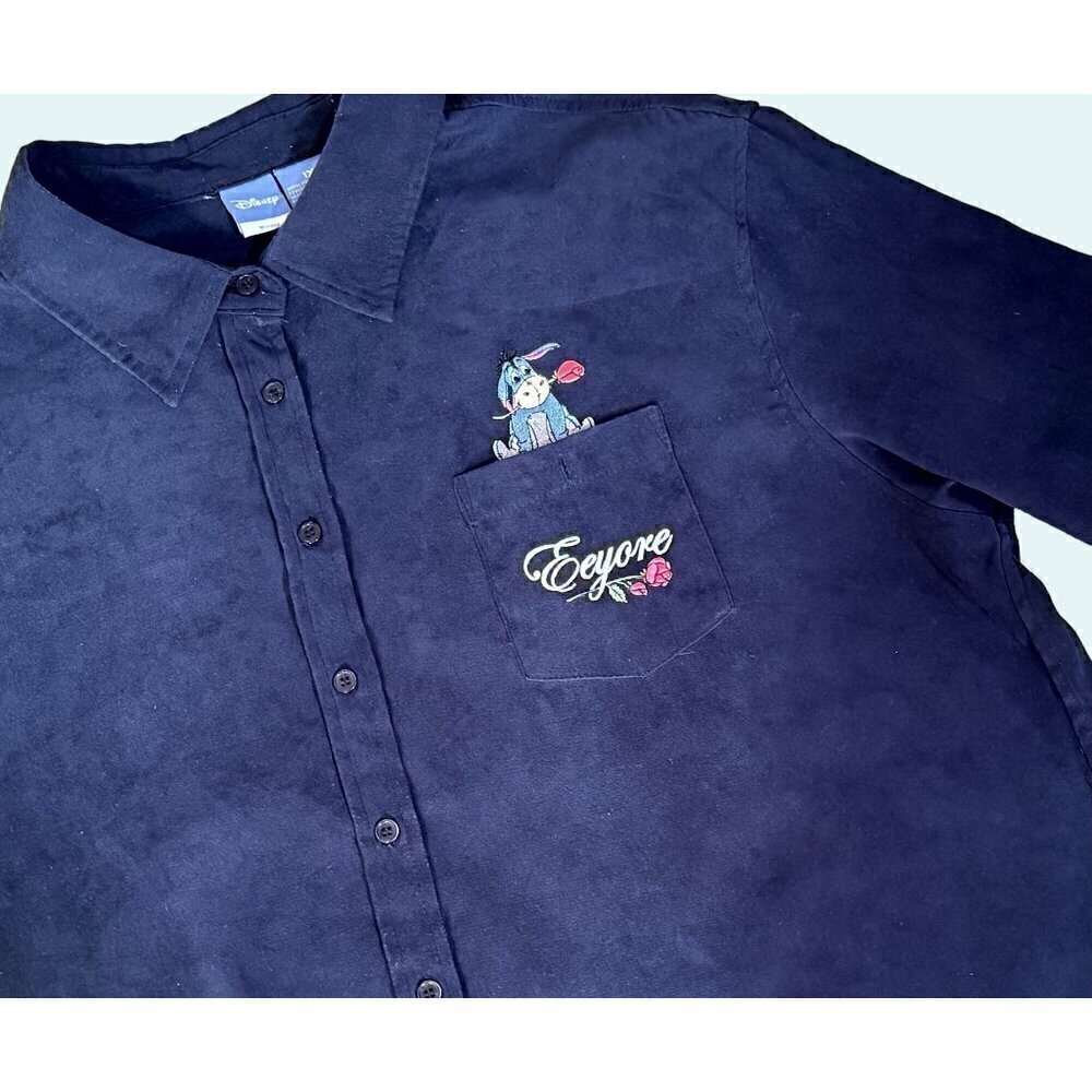 Vintage Disney Winnie the Pooh Eeyore 90s 2000s Y2K Button Down Shirt Top Sz 1X